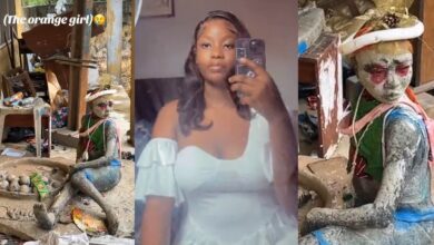 Nigerian lady stuns social media with discovery of 'Orange Girl' statue at DELSU