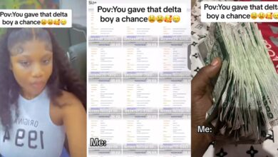 Nigerian lady gets credit alerts, cash, and wig for saying yes to Delta boy's girlfriend proposal