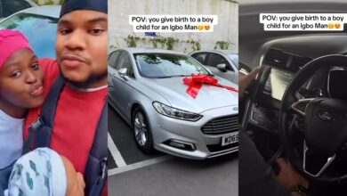 Nigerian man buys wife a brand new car for delivering a boy as their first child