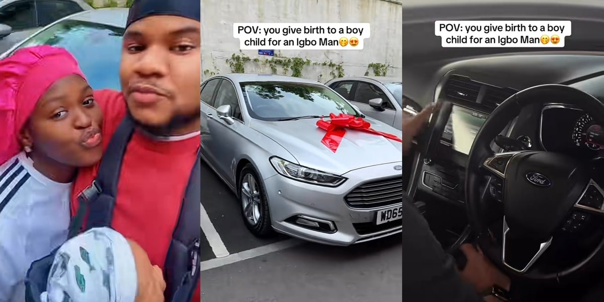 Nigerian man buys wife a brand new car for delivering a boy as their first child