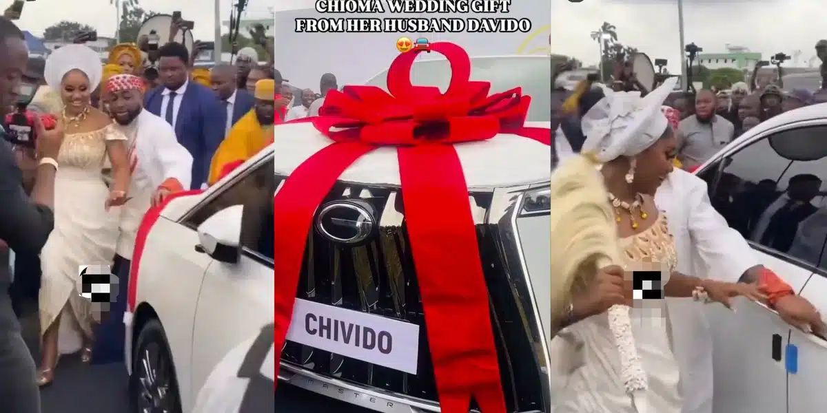 Davido surprises wife, Chioma with car on wedding day