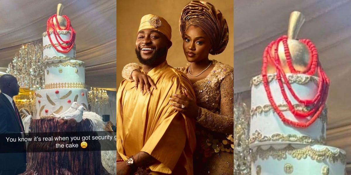 Davido’s wedding cake gets security guard