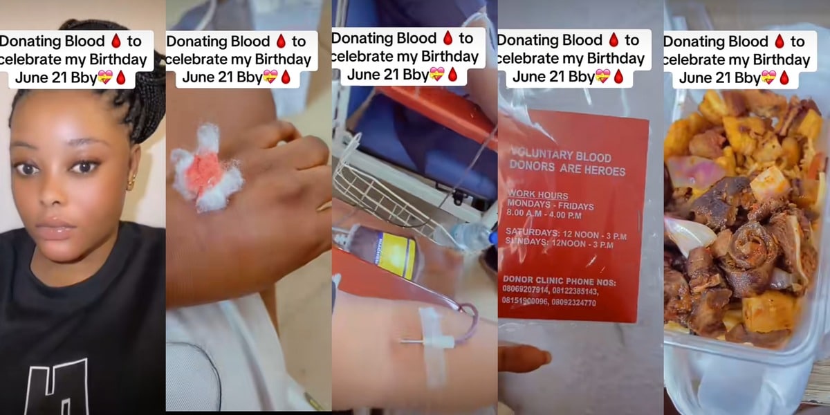 Nigerian lady marks 21st birthday with hospital blood donation, shares journey on TikTok 