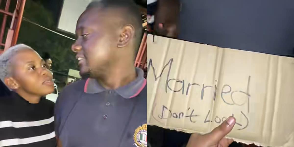 South African wife forces husband to carry 'married, don't look' sign as they go out together