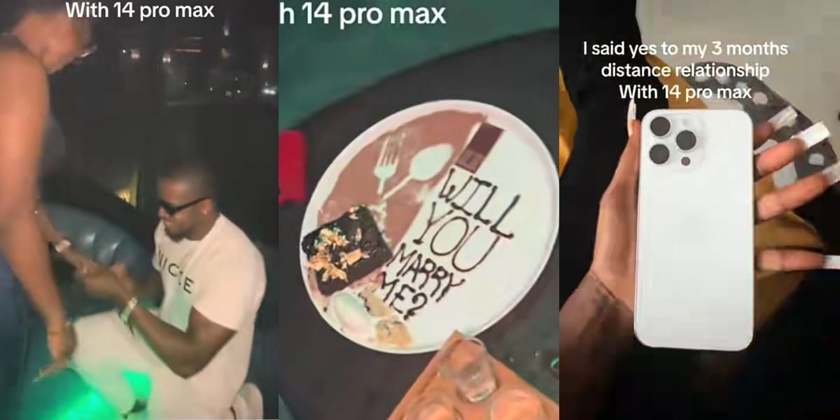 Nigerian man proposes to lady he met 3 months ago, gifts her iPhone 14 Pro Max