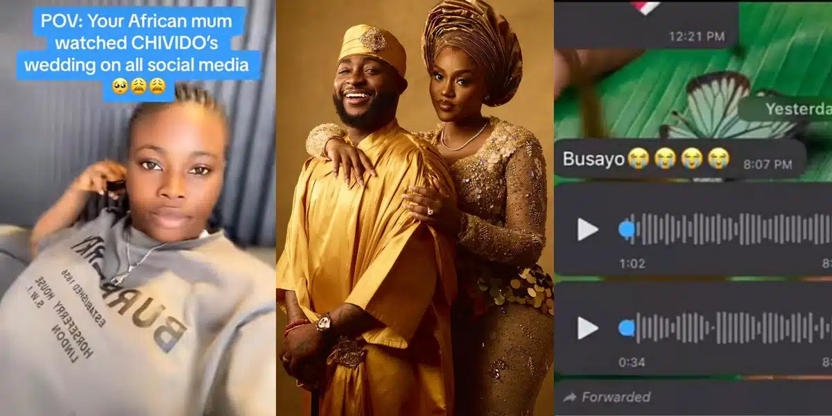 Nigerian mother cries, seeks 'Davido-type' husband for daughters after watching wedding video