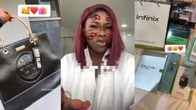Nigerian lady flaunts power bank, iWatch, speaker, and more gifts from Davido and Chioma's wedding