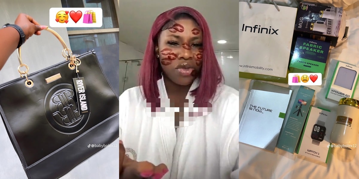 Nigerian lady flaunts power bank, iWatch, speaker, and more gifts from Davido and Chioma's wedding