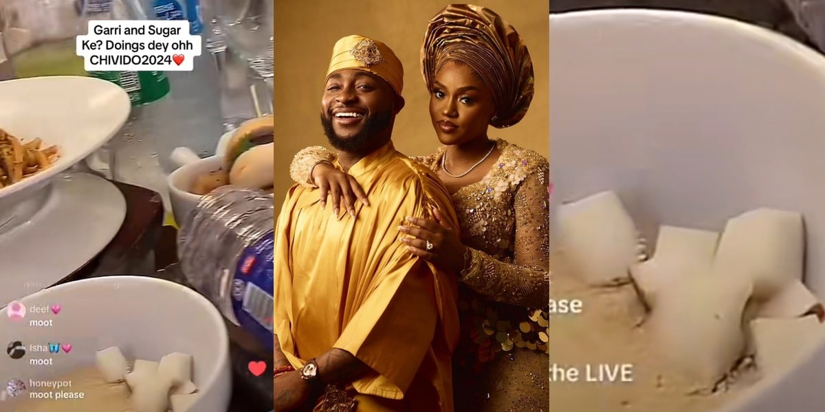 Viral video shows garri and sugar served at Davido and Chioma's wedding