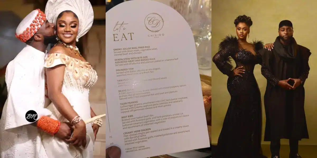 CHIVIDO24: Davido's wedding food menu causes stir