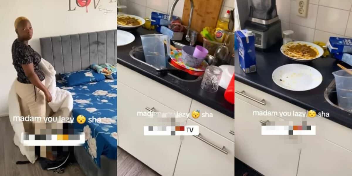 Abroad-based man calls out wife for not doing out house chores after he left for work, labels her a liability