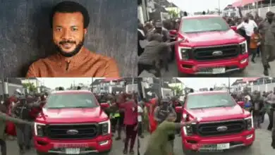 Church members rush tap God's blessings from pastor's car