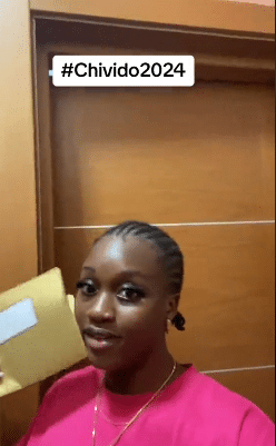 Young Lady ovver the moon as she receives official IV for Davido's wedding with her name on it