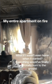 lady apartment fire asleep