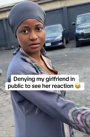 man girlfriend denying pretends security 