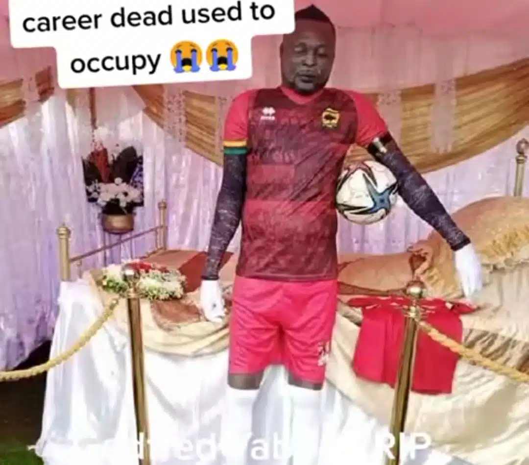 Late Ghanaian footballer buried in giant football boot coffin