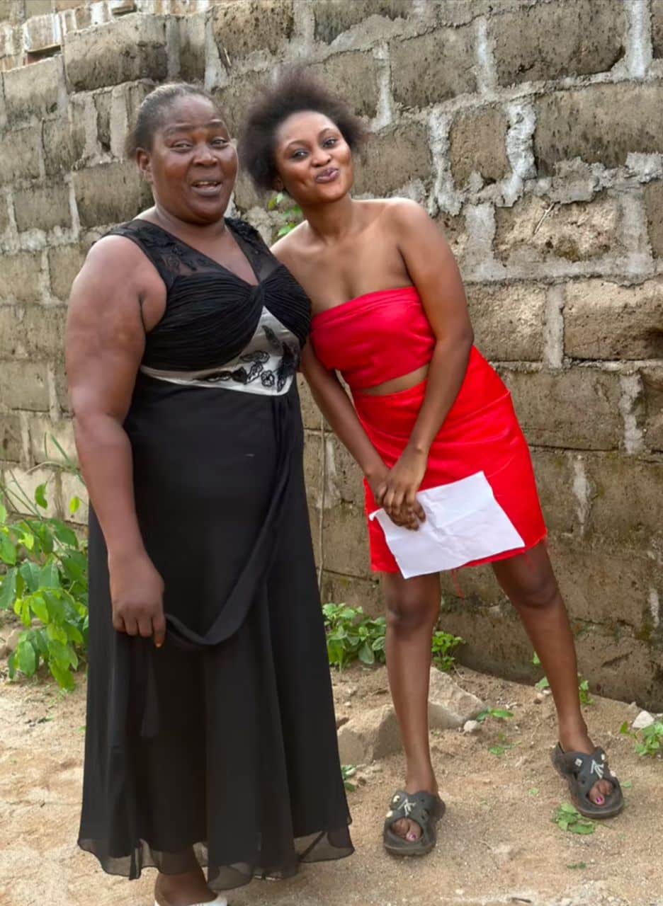 Lady overjoyed as she watches mother in movie acting with Mercy Johnson