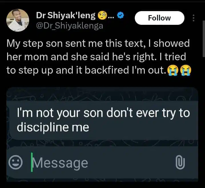 Man shares note of warning he received from his stepson