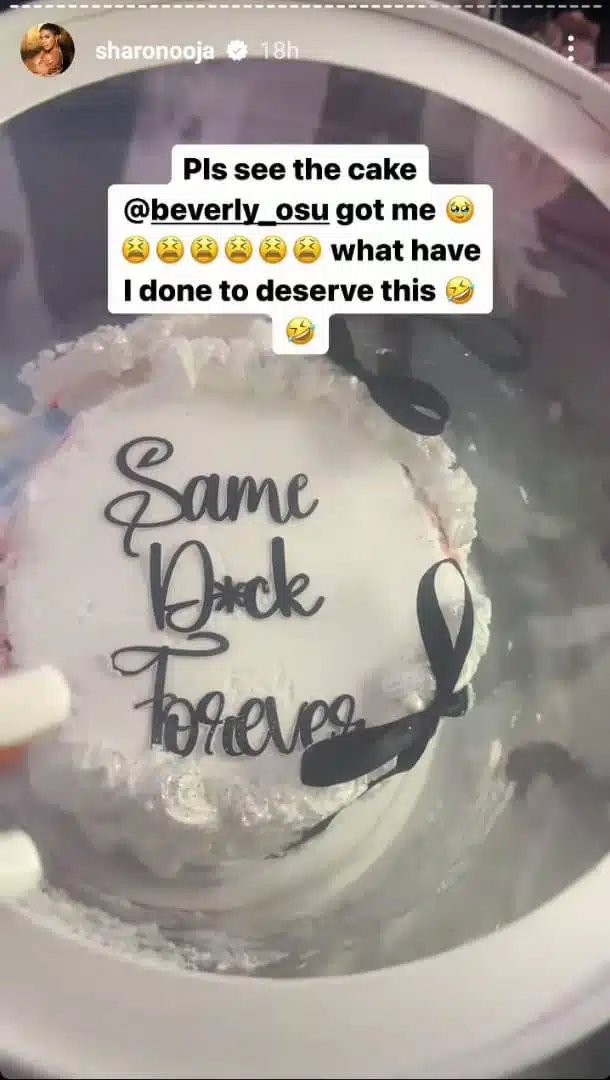 Sharon Ooja shares funny inscription on cake gifted by Beverly Osu ahead of her wedding