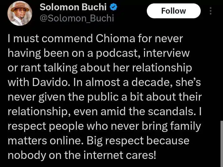 CHIVIDO24: Solomon Buchi commends Chioma ahead of wedding