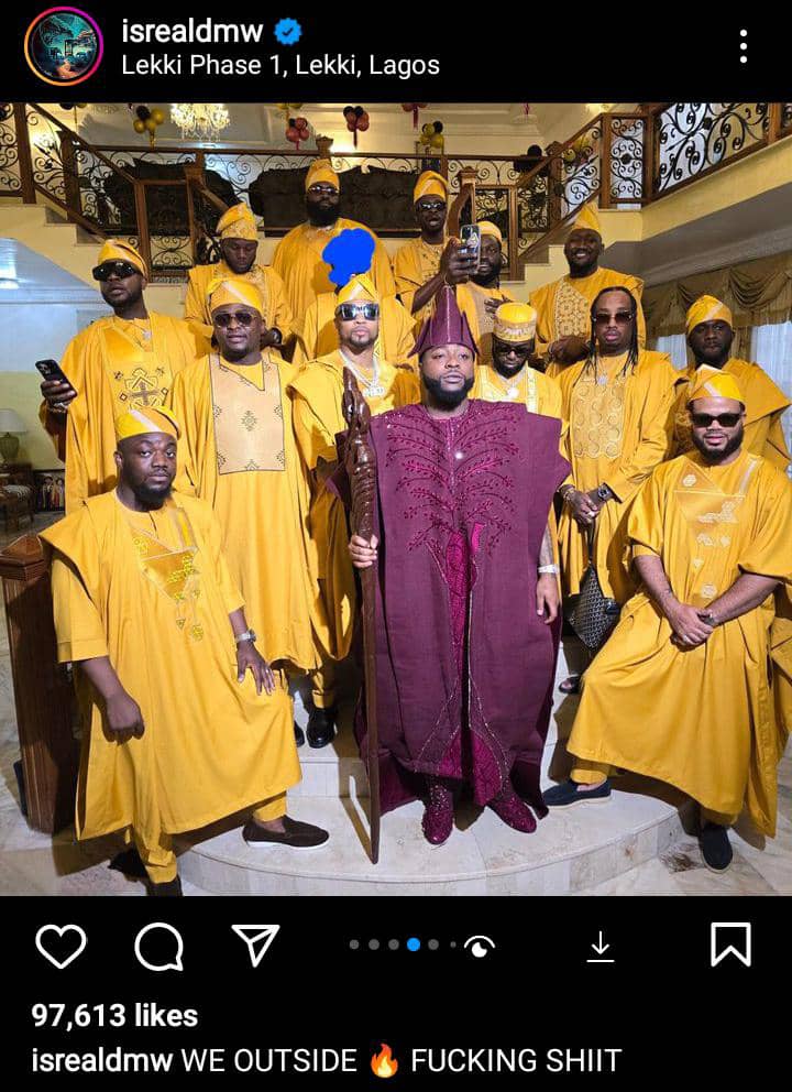 CHIVIDO24: Israel DMW covers face of Davido's former lawyer in groomsmen photo