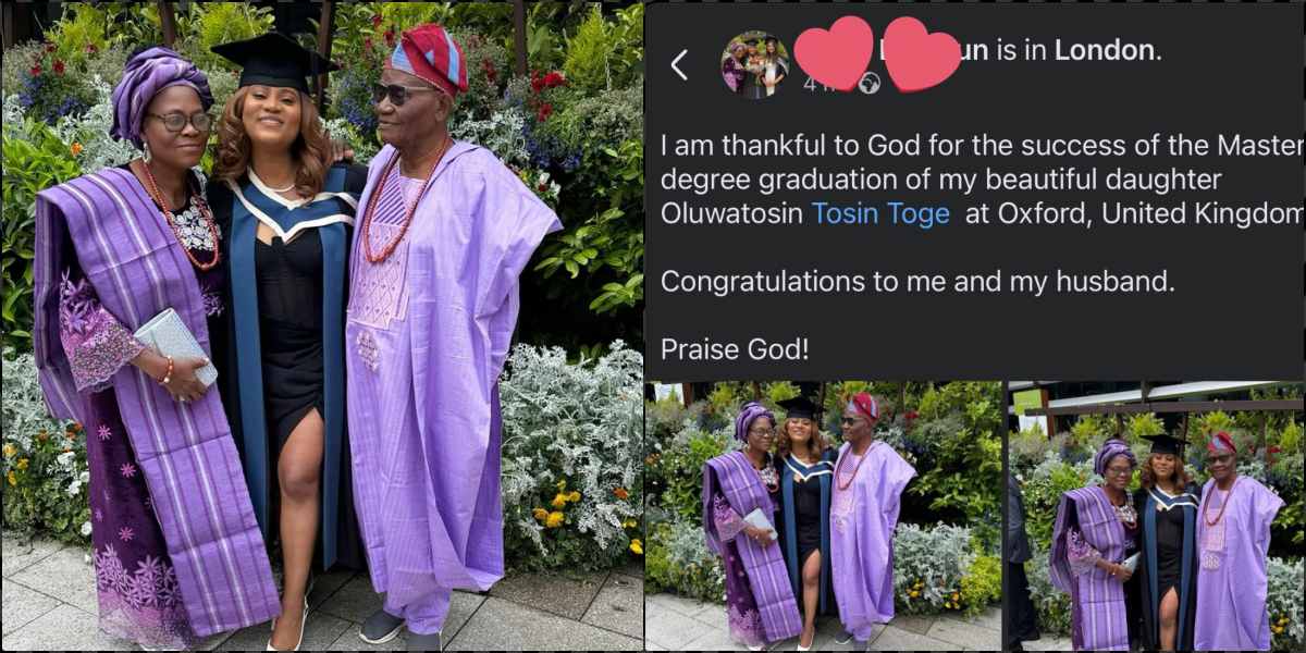 Mother hails herself and husband as daughter graduates, she reacts