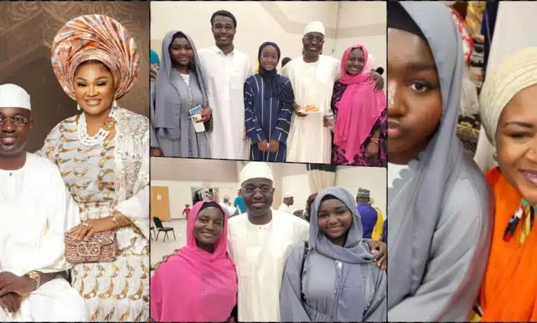 Mercy Aigbe reacts as Kazim Adeoti spends Sallah with first wife, children