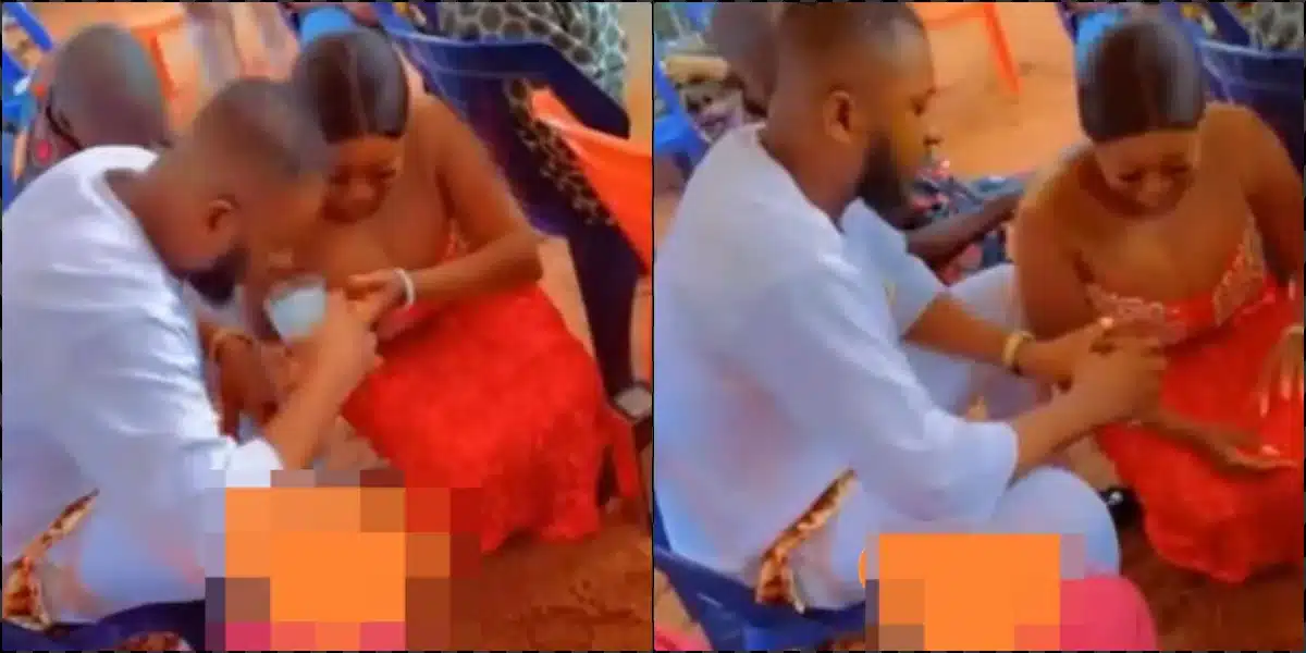 Groom refuses to drink palm wine from bride during traditional wedding