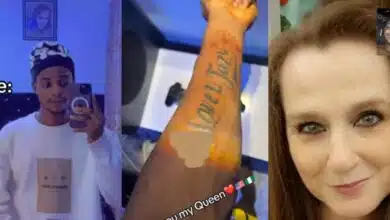 Nigerian man tattoos his older American lover's name, declares love