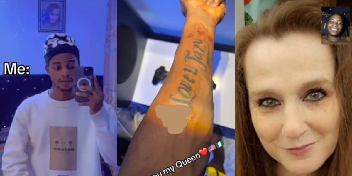 Nigerian man tattoos his older American lover's name, declares love