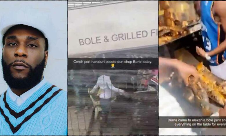 Burna Boy buys roasted plantain, fish worth N4M, distributes it in Port Harcourt