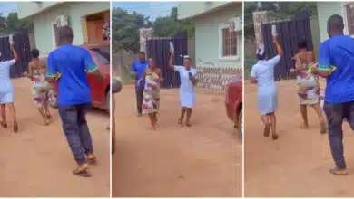 Emotional moment husband joins pregnant wife to run around hospital during labor