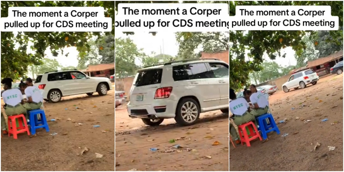 Moment corps member arrives at CDS in Mercedes Benz worth millions