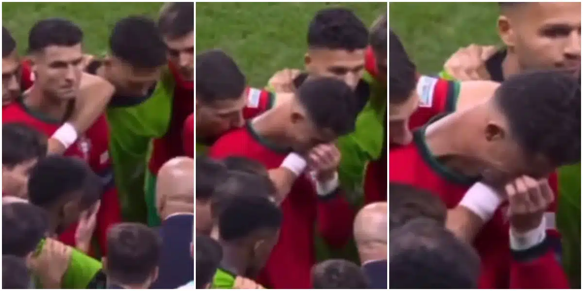 Moment Cristiano Ronaldo bursts into tears as he sees his mum cry after his penalty miss against Slovenia