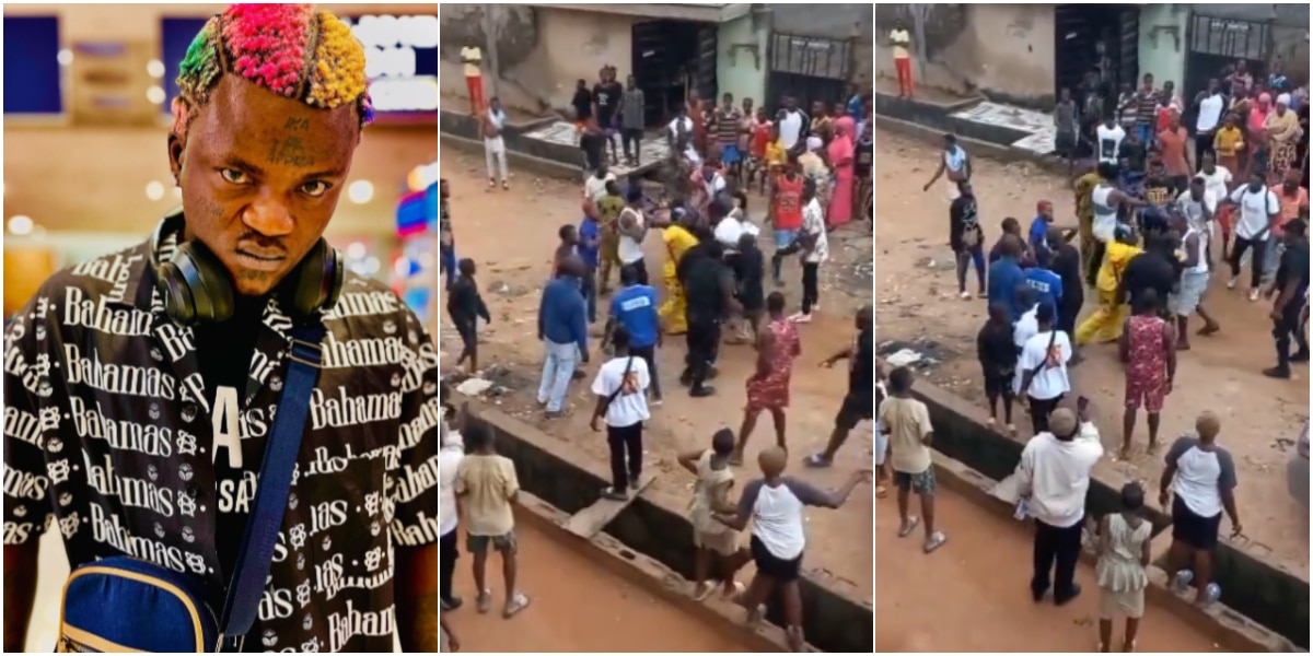 Drama in Lagos as Portable fights dirty with bike man for allegedly stealing his phone days after his US trip