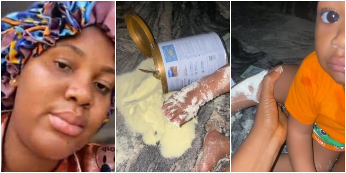 Nigerian mum in pain as little son wastes N27,000 worth of milk