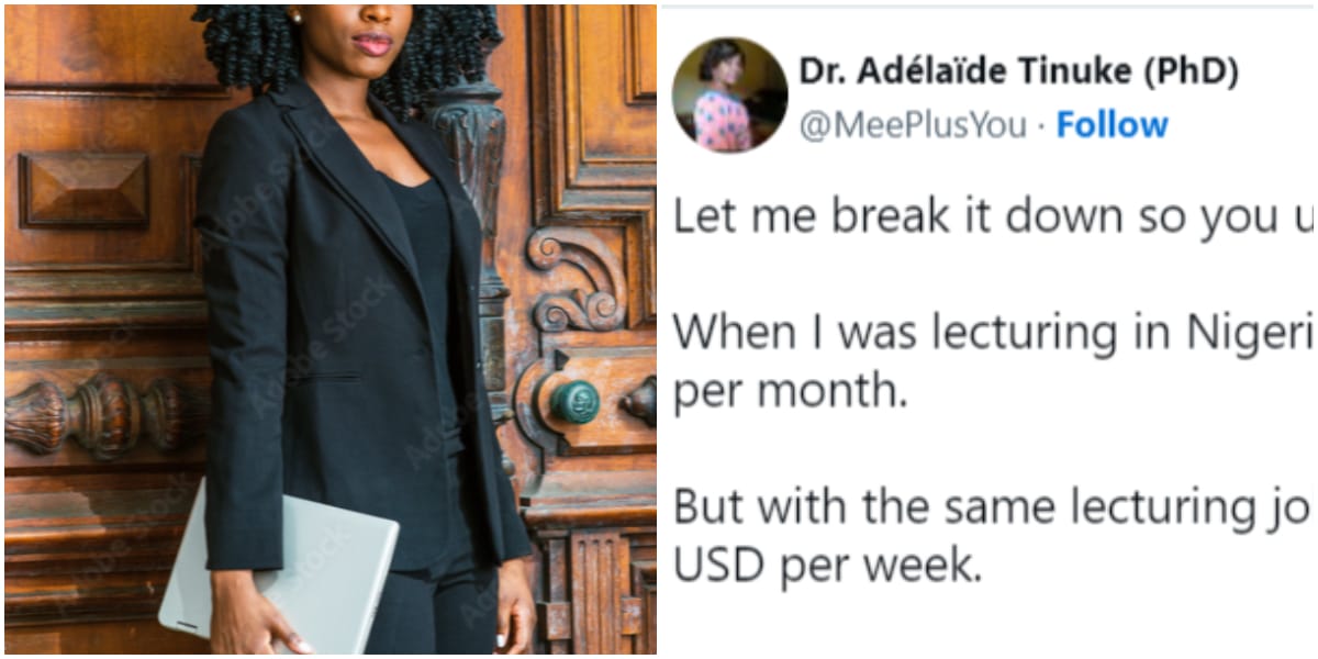 Female lecturer who earned N170k monthly in Nigeria reveals she now earns N2.8m weekly in Australia