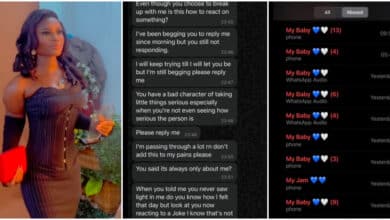 Lady dragged online for sharing boyfriend’s desperate plea after blocking him for pranking her