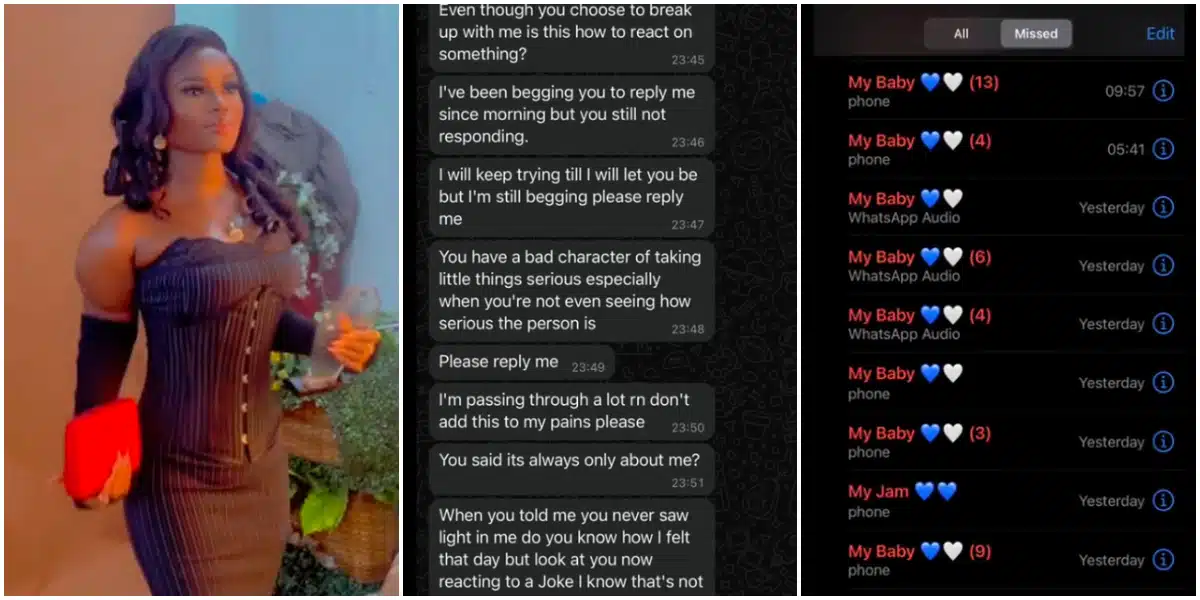 Lady dragged online for sharing boyfriend’s desperate plea after blocking him for pranking her