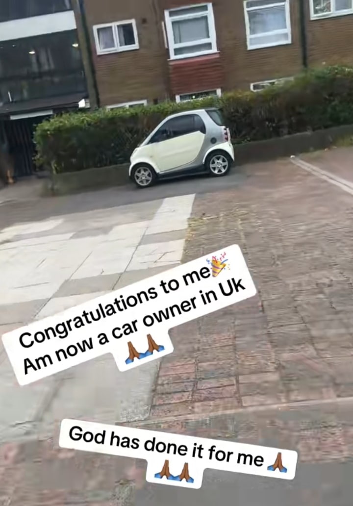 Abroad-based Nigerian lady joyful as she buys her first car in UK