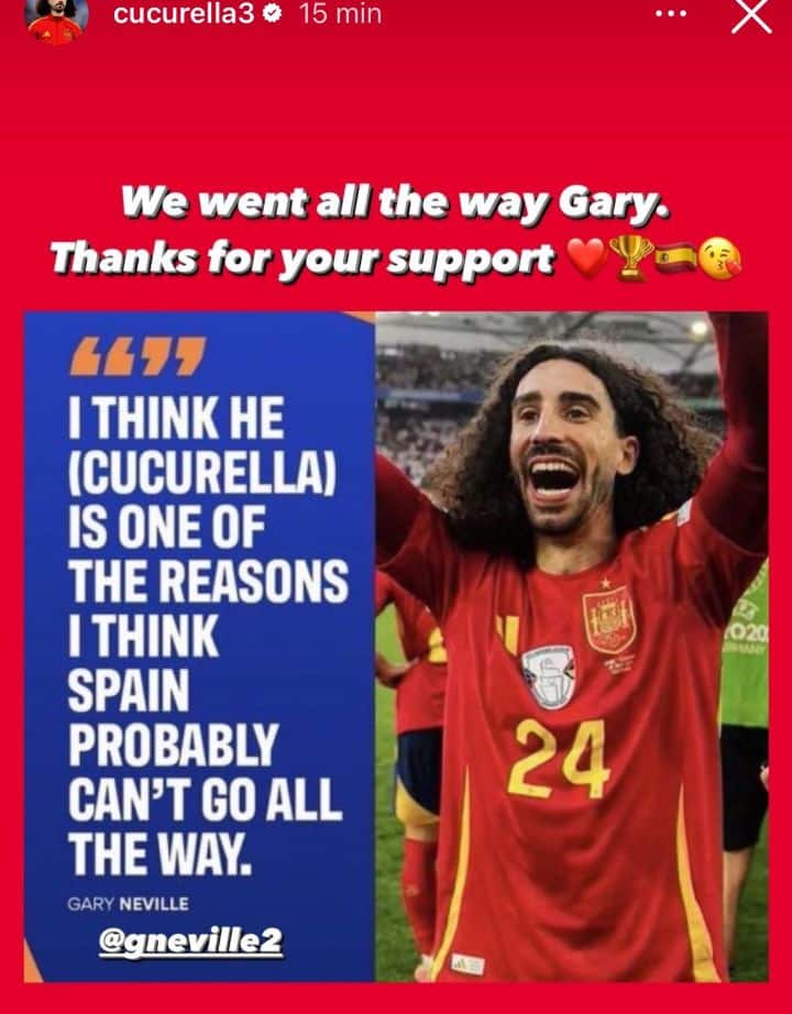 Euro 2024: Cucurella responds to Gary Neville's 'trash-talk' after Euro 2024 victory