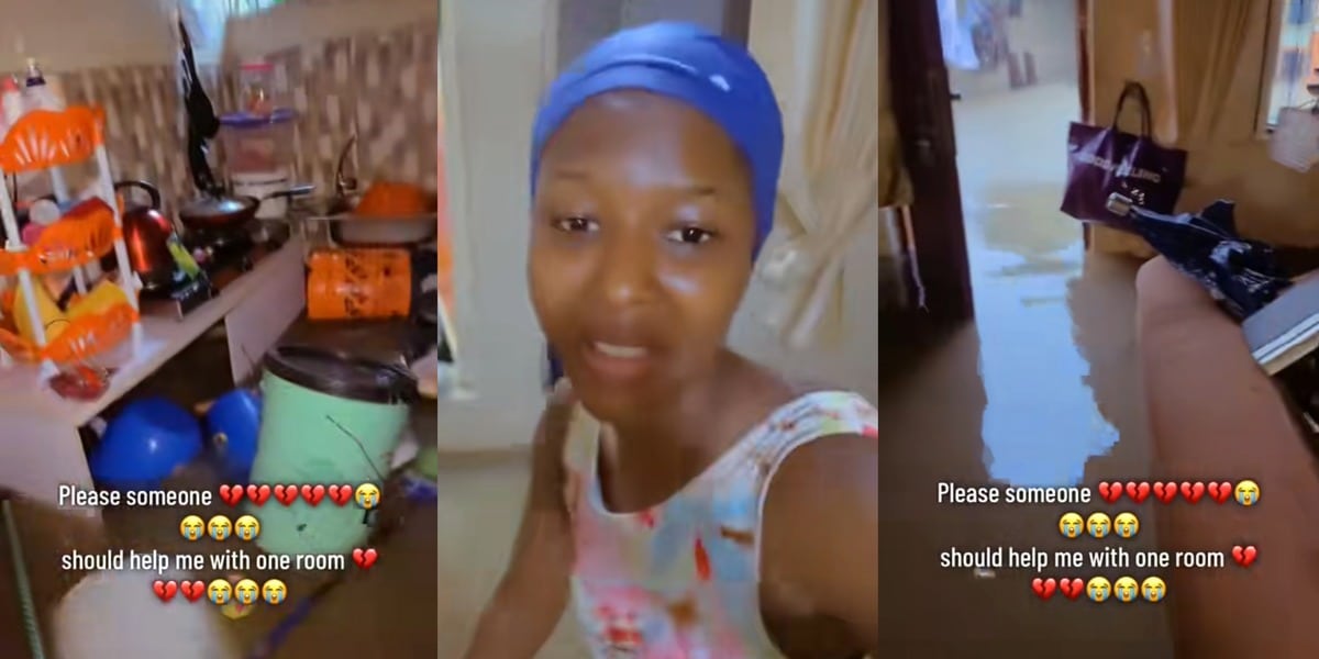 Nigerian lady begs for help with accommodation as flood takes over apartment, destroys property