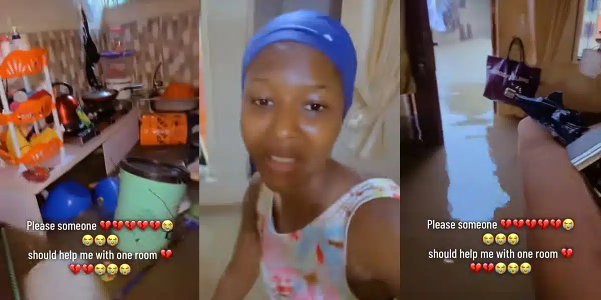 Nigerian lady begs for help with accommodation as flood takes over apartment, destroys property