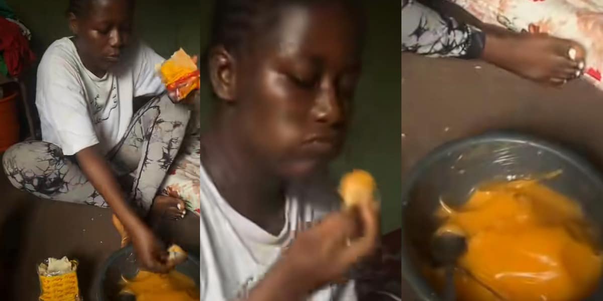 Nigerian lady 'VeryDarkGirl' goes viral as she discovers new food combination, bread and custard