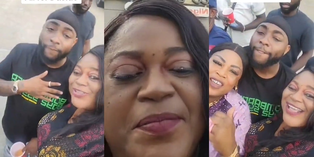 Nigerian woman labels herself 'Davido's mother' as she meets singer