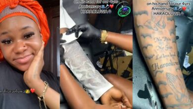 Nigerian man gets permanent tattoo of girlfriend's name for 4-year anniversary