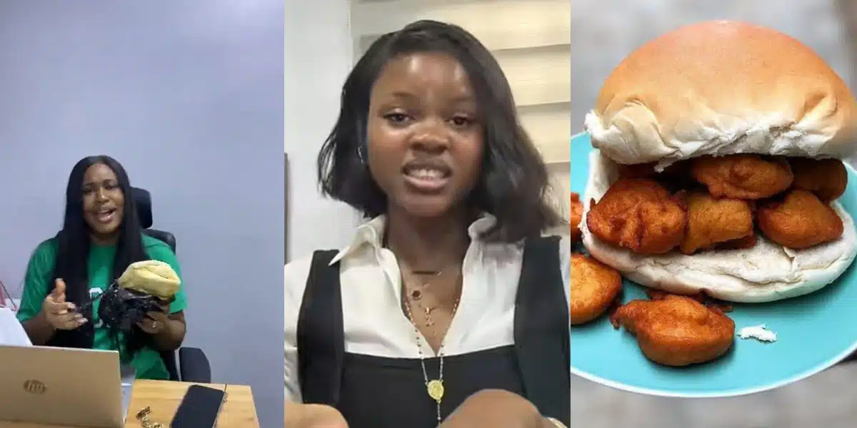 Nigerian lady shares bread and akara with colleagues to mark birthday