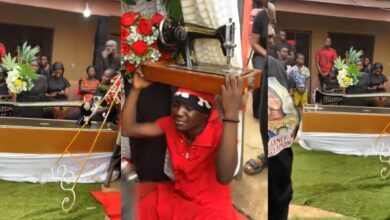 Ghanaian tailor laid to rest in coffin shaped like sewing machine