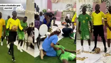 Footballer marries nurse in football-themed wedding ceremony