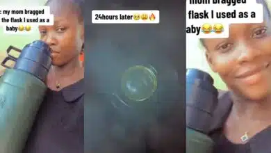 Nigerian lady discovers the flask her mum used for her as a baby still keeps water hot for up to three days